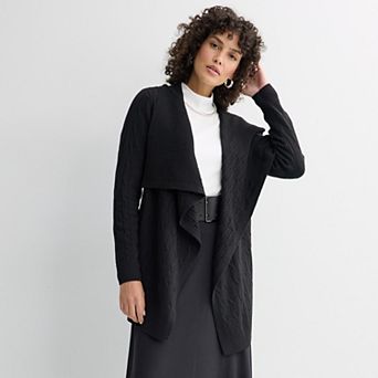 Women's Croft & Barrow® Cabled Waterfall Cardigan Sweater