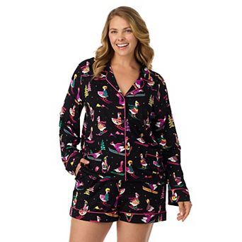 Plus Size Beauty Sleep Social Cozy 2 pc Long Sleeve Pajama Top & Pajama Shorts Set