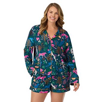 Plus Size Beauty Sleep Social Cozy 2 pc Long Sleeve Pajama Top & Pajama Shorts Set