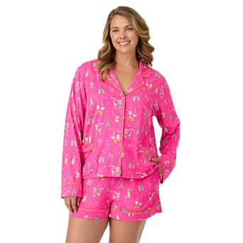 Plus Size Beauty Sleep Social Cozy 2 pc Long Sleeve Pajama Top & Pajama Shorts Set