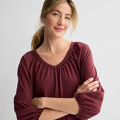 Women's Croft & Barrow® Bobble V-Neck Blouse