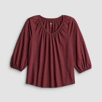 Women's Croft & Barrow® Bobble V-Neck Blouse