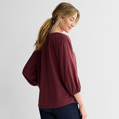 Women's Croft & Barrow® Bobble V-Neck Blouse