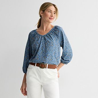 Women's Croft & Barrow® Bobble V-Neck Blouse