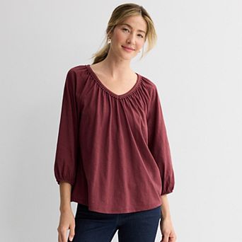 Women's Croft & Barrow® Bobble V-Neck Blouse