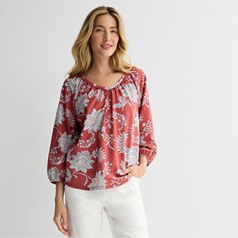 Women's Croft & Barrow® Bobble V-Neck Blouse
