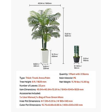 Faux Tropical Tree for Home or Office with PE Leaves and Flexible Branches - Green