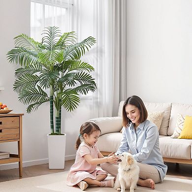 Faux Tropical Tree for Home or Office with PE Leaves and Flexible Branches - Green