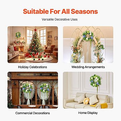 Decorative Silk Hydrangea and Rose Wreath for Doors, Walls, or Home Décor - Blue, White, Green
