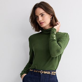 Women's Nine West Sleeve Trim Turtleneck