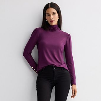 Women's Nine West Sleeve Trim Turtleneck