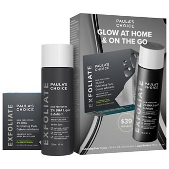 Paula's Choice Home & Away Kit with 2% BHA Exfoliating Toner & Toner Pads for Clear Skin