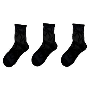 Women's 3-Pair Sheer Crew Socks with Textured Bow Pattern Lightweight Mesh Everyday Sock Set