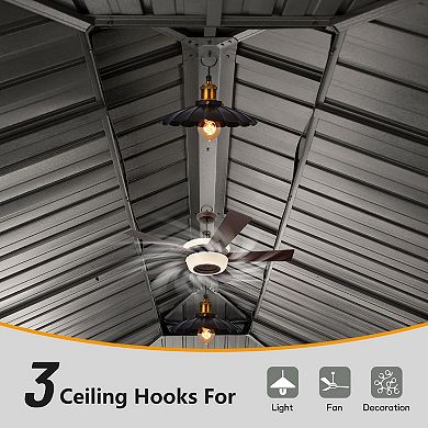 12'x 16' Hardtop Gazebo - Aluminum Frame Double Canopy with Curtains & Netting