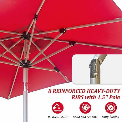 Rectangle Patio Umbrella with Crank Lift and Tilt Function, Base not included