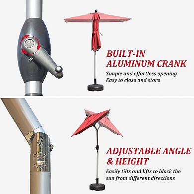 Rectangle Patio Umbrella with Crank Lift and Tilt Function, Base not included