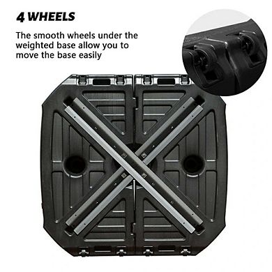 440LBS Square Wheeled Patio Umbrella Base, Water Sand Filled