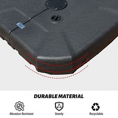 440LBS Square Wheeled Patio Umbrella Base, Water Sand Filled