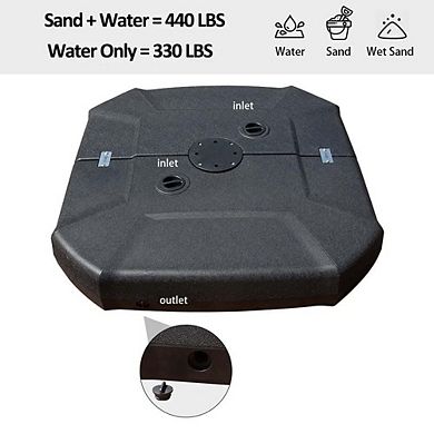 440LBS Square Wheeled Patio Umbrella Base, Water Sand Filled