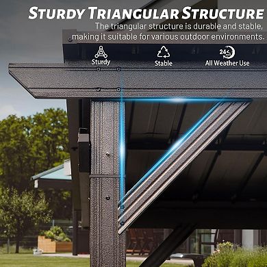 6.5'x12' Hardtop Grill Gazebo with Side Shelves & Hooks