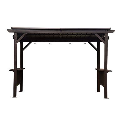 6.5'x12' Hardtop Grill Gazebo with Side Shelves & Hooks