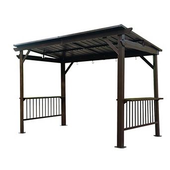 6.5'x12' Hardtop Grill Gazebo with Side Shelves & Hooks