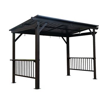 6.5'x12' Hardtop Grill Gazebo with Side Shelves & Hooks