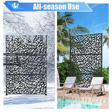 Freestanding Metal Mesh Privacy Screen, Indoor Outdoor Decorative Room Divider