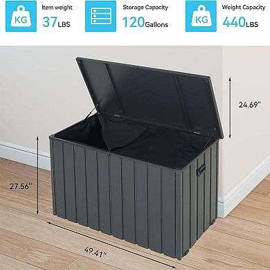 120 Gallon Lockable Metal Deck Box w/ Oxford Bag