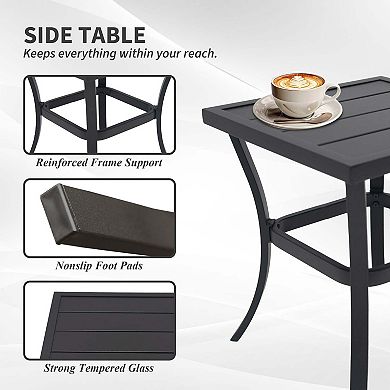 2-Person Outdoor Bistro Rocking Set - Metal Conversation Set with Table