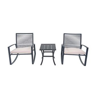 2-Person Outdoor Bistro Rocking Set - Metal Conversation Set with Table
