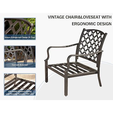 Outdoor 4pcs Patio Conversation Set with Removable Cushions