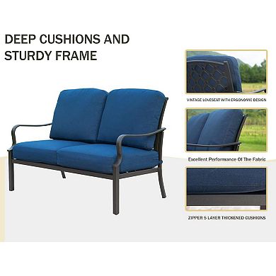 Outdoor 4pcs Patio Conversation Set with Removable Cushions