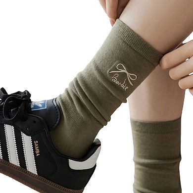 3-Pair Minimalist Crew Socks with Embroidered Bow Detail Soft Knit Everyday Comfort Sock Set