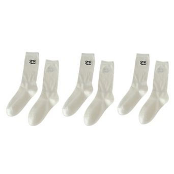 3-Pair Minimalist Crew Socks with Embroidered Bow Detail Soft Knit Everyday Comfort Sock Set