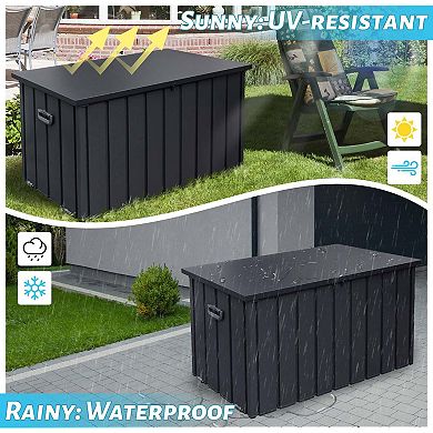 100 Gallon Lockable Metal Outdoor Storage Box with Oxford Bag