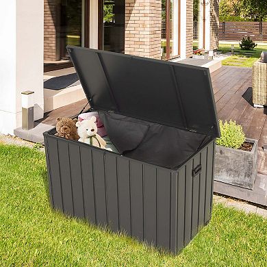 100 Gallon Lockable Metal Outdoor Storage Box with Oxford Bag