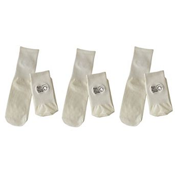 Women's 3-Pair Crew Socks Soft Stretch Knit with Embroidered Graphic Comfortable Everyday Sock Set