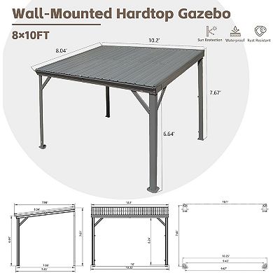 8'x10' Wall-Mounted Gazebo with Hidden Drainage