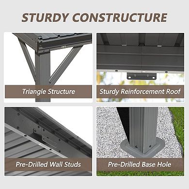 8'x10' Wall-Mounted Gazebo with Hidden Drainage