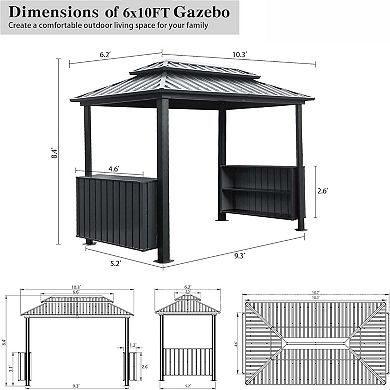 6'x10' Hardtop Grill Gazebo with 2 Cabinets and Ceiling Hooks
