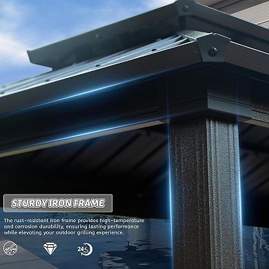 6'x10' Hardtop Grill Gazebo with 2 Cabinets and Ceiling Hooks