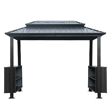 6'x10' Hardtop Grill Gazebo with 2 Cabinets and Ceiling Hooks