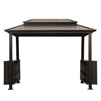 6'x10' Hardtop Grill Gazebo with 2 Cabinets and Ceiling Hooks
