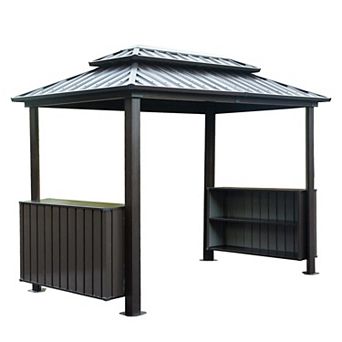 6'x10' Hardtop Grill Gazebo with 2 Cabinets and Ceiling Hooks