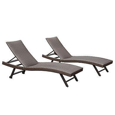 2-Piece Aluminum Wicker Outdoor Chaise Lounge - Adjustable Recline