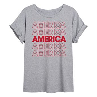 Juniors' America Repeated Oversized Tee