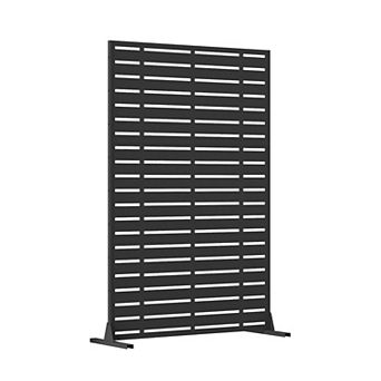 Freestanding Outdoor Privacy Screen with Metal Frame & Resin Panels