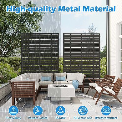 Freestanding Outdoor Privacy Screen with Metal Frame & Resin Panels