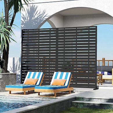 Freestanding Outdoor Privacy Screen with Metal Frame & Resin Panels